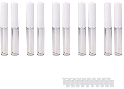 10PCS Empty Tubes Lip Gloss Balm Cosmetic Mini Containers Plastic Transparent(1.3ml, White)