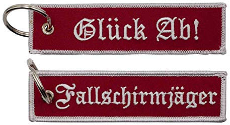 Café Viereck Schlüsselanhänger mit Öse und Ring – 12 cm x 3 cm (Fallschirmjäger)