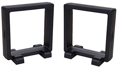 Bleiou 10 Stück 3D schwebender Display Rahmen Ständer Halter Münzchip Schmuck Pin Display Ständer Box (schwarz, 9 x 9 x 1,9 cm) Stil F