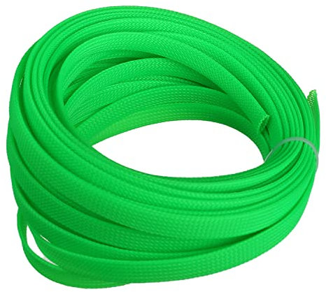 Othmro 10m/32.8ft PET Expandable Braid Cable Sleeving Flexible Wire Mesh Sleeve Fluorescent Green