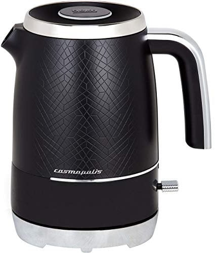 Beko Cosmopolis Jug Kettle WKM8306B, Retro Black Chrome Design, 1.7L Capacity 3000 W, Includes Removable Lid, Easy Pour Spout & Boil Dry Protection