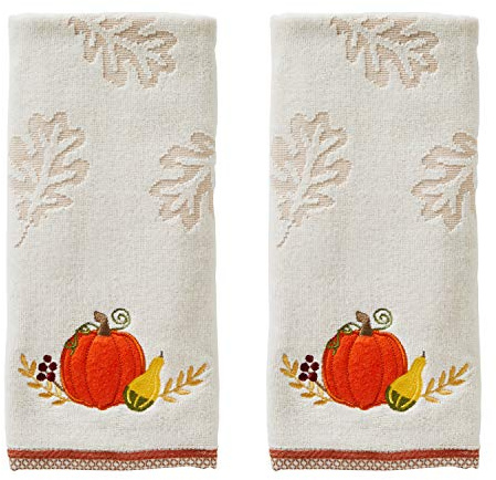 SKL Home Traditionelles Kürbis-Handtuch-Set für Bad/Küche/Bar und Geschenk, natürlich, 2 Stück