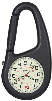 Avaner Taschenuhr mit Karabiner Unisex FOB Analog Quarzwerk Krankenschwesteruhr für Klettern Sport (Schwarz 02)