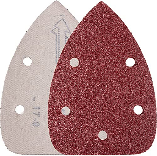 YoiYee 80 Grit Mouse Detail Sander Sanding Sheet, 5 Holes Sand Paper Pad, Hook and Loop Sandpaper, Ideal for Wood/Paint, 140 x 90mm, Pack of 10