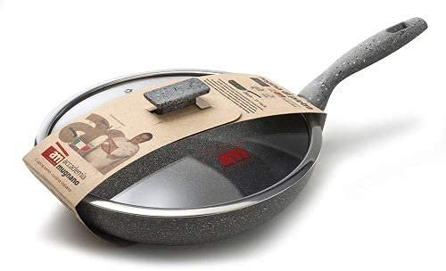 A.M PADELLA 20 CM CON COPERCHIO IN VETRO PER INDUZIONE REGINA DI PIETRA