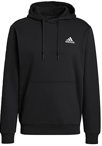 adidas Herren Essentials Fleece Hoodie, Black / White, XS