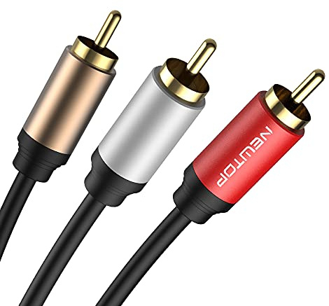 N NEWTOP Cavo Analogico Audio Video AV Composito 3 Connettori RCA Maschio Maschio Stereo per Altoparlanti, TV, Videoregistratore, DVD, Home Theater, CD, Proiettore, Console (3)
