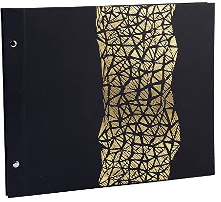 Exacompta 16985E ARAMY Spiral-Fotoalbum 160 Fotos 40 schwarze Seiten Format 37 x 29 cm schwarzer Papiereinband mit Textileffekt Goldprägung FSC® zertifiziert