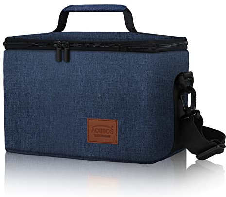 AOSBOS Grand Sac à Repas Déjeuner avec Doublure Étanche Glacière Souple Isotherme 10L, Sacoche Thermique avec Bandoulière Réglable, Bleu