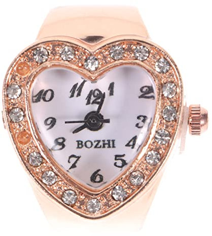 UKCOCO Vintage Quartz Watch Ring for Women & Men - Elastic Unisex, Rose Gold Diamond Ring Watch