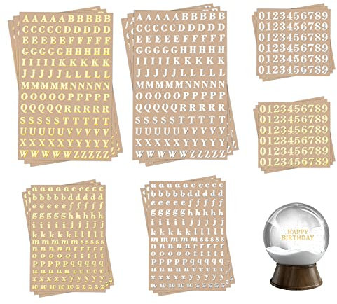 KINBOM 18 Bögen Mini Buchstaben Zahlen Aufkleber 5mm Metall Alphabet Aufkleber Klein Mini Buchstaben Aufkleber Gold & Silber Nummern Aufkleber für Scrapbook DIY-Basteln (Groß- und Kleinbuchstaben)