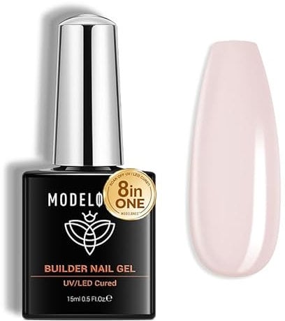 modelones Builder Nail Gel, 8-in-one Rosa Aufbaugel für Gelnägel,Nagelkleber Für Kunstnägel Gel, Hard Gel Builder Für Nägel Strengthener Extension Gel Base Coat, Nagelverlängerung Nail Art DIY 15ML