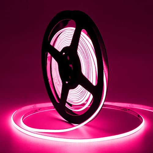 Tayire DC12V COB Striscia LED Rosa Larghezza 4mm, 5m 480LEDs/m Flessibile Luci LED Nastro Super Luminosa Luci di striscia LED COB per Feste,Bancone,Decorazioni per la casa(alimentatore non incluso)