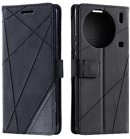 Vankii Coque pour Vivo X90 5G, Rabat Portefeuille de Protection Cuir PU Etui, Silicone TPU Bumper Magnétique Housse, Flip Porte Cartes avec Fonction Support Cover Antichoc Case (Le Noir)