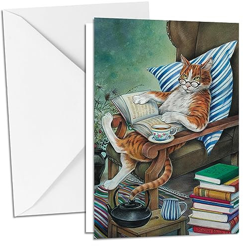 Inkognito Klappkarte Grußkarte inkl. Umschlag, Motiv: ''KD Bücher-Kater'' | Künstler: Reinhard Michl | Art-Nr.: 1253-5 | vom Berliner Verlag