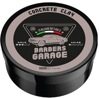 Barbers Garage Haar Modellierpaste Concrete Clay (100g) - Italian Details - für Bart und Haare, mittelstarker Halt, mattes Finish - Haarwachs mit Tonerde, Bart-Modellierpaste