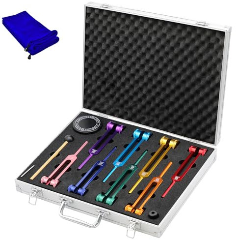 MGTUNE Chakra Stimmgabel Set für Heilung Chakra Set, Klangheilung Chakra Stimmgabel mit Aktivator Reiki Werkzeug, gewichtete Stimmgabel 7 1 Seelenzweck für DNA Heilung Klangtherapie Yoga Meditation