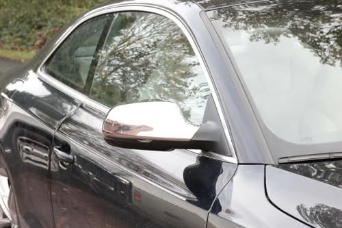 RECAMBO Rückspiegel Abdeckkappe aus Edelstahl kompatibel für - Audi A5 S5 RS5 | Typ 8T | BJ 2010-2016 - EIN Paar Chrom Auto Spiegel Kappen