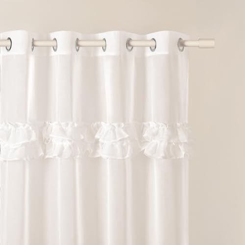 ROOM99 Gardine mit Ösen Frilla 140 x 280 cm Creme, 1 Stück | Transparent Modern Vorhang Schal Wohnzimmer Schlafzimmer Rüsche