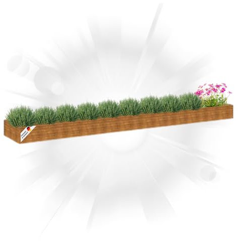 DELUKE Hochbeet aus Cortenstahl Aksel | unten offen | Pflanzenbeet Metall Gartenbeet Blumenbeet Beet hoch Frühbeet für Garten Gemüsebeet, 579x100x36cm