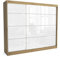 Brent - Kleiderschrank mit Schiebetüren July, 250cm Breit, Schlafzimmerschrank mit 1 Kleiderstange und Einlegeböden für Kleidung, Kleiderschrank Artisan Eiche/Weiß Hochglanz