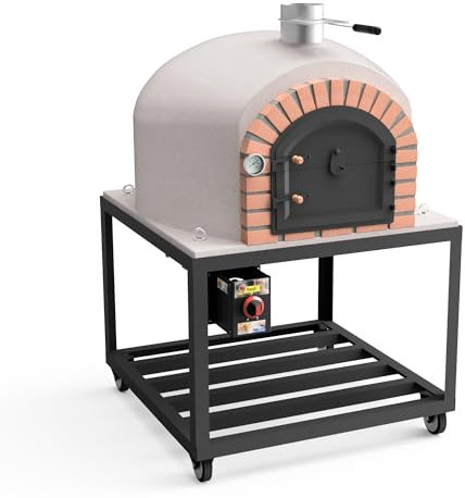 MOVELAR - Holzofen für den Außenbereich, Modell GRAN CANÁRIA (Weiß - 80 x 80 x 170 cm) – isoliert mit Kork & 3 Keramikmatten, hochwertiger Holzofen für den Außenbereich