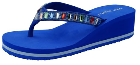 VICT POPU Flip Flops Damen Glitzer Keilsandalen Plateau Elegant Für Sommer Pantoletten Flach Rutschfeste Strand Zehentrenner Sandalen