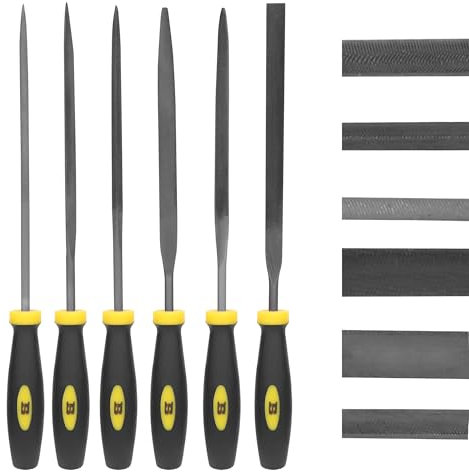 Set di lime da 6 pezzi, lime quadrate, triangolari, lima rotonda, lima a metà rotonda, lima piatta per ceppi, lima piatta e piatta, per metallo, legno