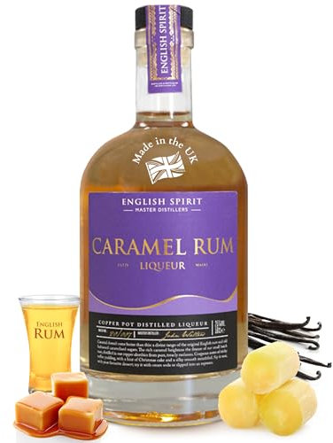 English Spirit Caramel Rum, 50 cl - 25% ABV Made from Molasses & Vanilla Pods - Ideal British Rum for Sipping or Boozy Coffee, Dessert & Cocktail Making Kit