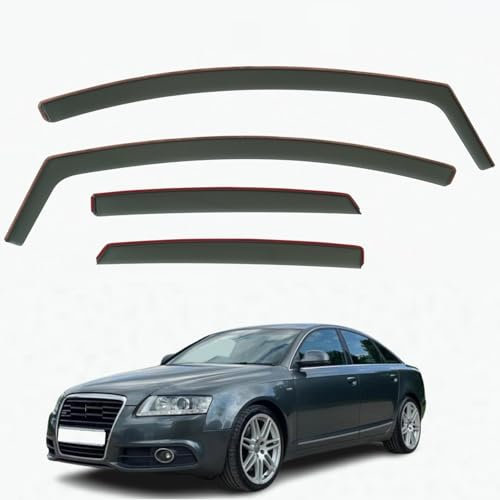 AirFlux Modern Dunkles Rauchgetönt Selbstklebend Windabweiser Set mit 4 Stück, kompatibel mit Audi A6 S6 4-Türer Limousine 2005-2011 Modelle