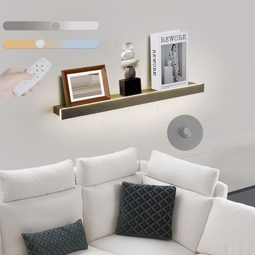 LED Innen Dimmbar Wandleuchten Aluminium Moderne Schwarz Wandlampe Acryl mit Fernbedienung Wandlicht Lampen mit Schalter Lange Lichtleiste für Flur Schlafzimmer Treppenhaus Wohnzimmer Küche (80CM)