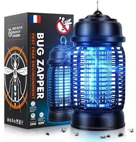 Quilted Northern Lampe Anti Moustique, 20 W UV Répulsifs Electrique Antimoustique, 360 ° UV Tueur D'Insectes Raquette Anti Moustique Electrique pour Intérieur Extérieur Terrasse Jardin
