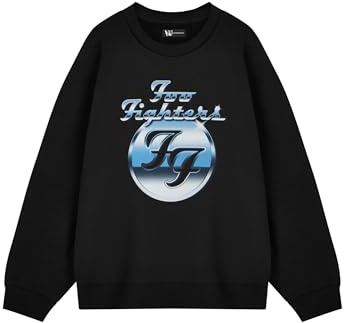 Foo Fighters Band Logo Long Sleeve Graphic Tee | Classic Black Music Top for Unisex Adults | Crew Neck Pull On Casual Wear | Rock Band Merchandise