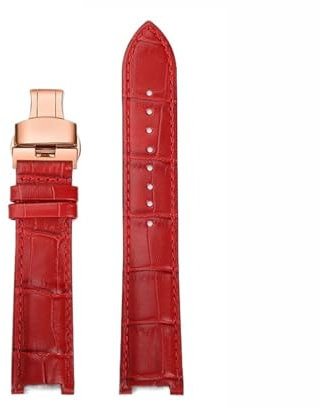BEUAOCK 20 * 12mm Notched Cowhide Watch Strap Compatible With Michael Kors Compatible With Watch MK6985 6986 2425/2433 2277 Watch Band Men And Women Leather Bracelet(B-red-rose gold)