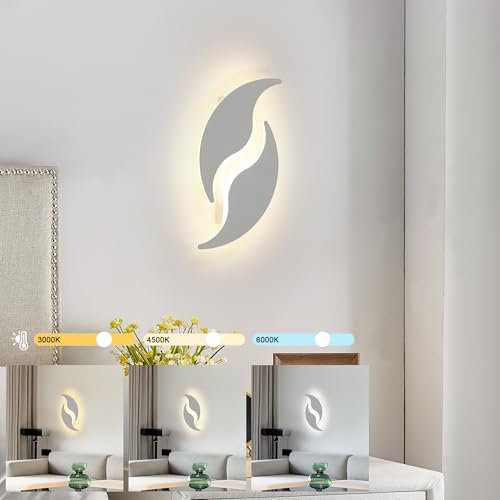 Dorlink LED Wandleuchte Innen Dimmbar, Moderne Wandlampe Schlafzimmer 24W, Art Deco Blatt Wandlampe Wohnzimmer 3000K/4500K/6500K, Wandleuchte Innen für Hotel, Nachttisch, Flur, Treppenhaus Beleuchtung