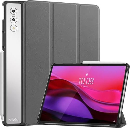 Funda protectora Compatible con Lenovo Yoga Tab Plus 12.7 pulgadas/Yoga Pad Pro 12.7 Estuche for tableta inteligente de tres pliegues, estuche protector liviano, carcasa trasera rígida de PC, estuche