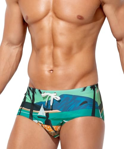 Casey Kevin Badehose Herren Badeslip Kurz Eng Badeshorts mit Tunnelzug Schwimmhose Wassersport Swimming Slips