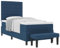 vidaXL Boxspringbett mit Matratze & Bank Blau 90X190 cm Stoff Elegantes Design Komfortable Unterstützung Einfache Montage Perfekt für Schlafzimmer und Set Modernes Erwachsenenbett Stylische Möbel