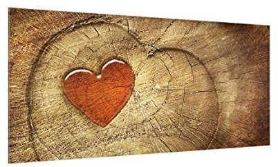 micasia Fond de hotte avec support épaisseur 4mm amour crédence cuisine avec motif verre trempé panneau mural crédence en verre effet bois cuisine 2598 (80x40cm)