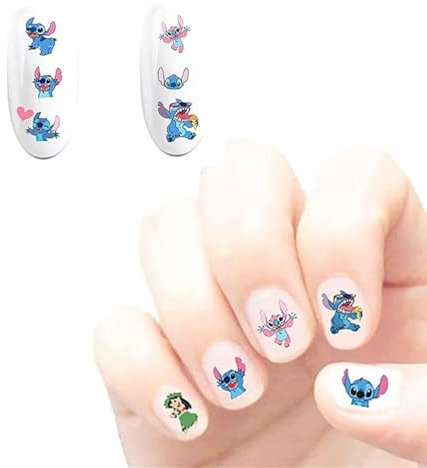 Kawaii Nagelsticker für Frauen und Mädchen, 2 Bögen, niedliche Nagelaufkleber, Geschenk (über 150 Aufkleber) (Stitch)