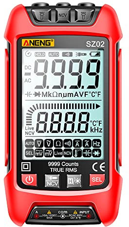 9999 Counts Digital Multimeter – Auto Range True RMS Multitester with Capacitance, NCV, LED Display & Temperature Measurement