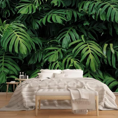 Frisch Schlicht Grün Pflanzen Blätter 3D Tapeten Tapete Luxus Home Esszimmer Fototapete Effekt Wohnzimmer Schlafzimmer Kinderzimmer-430cm×300cm