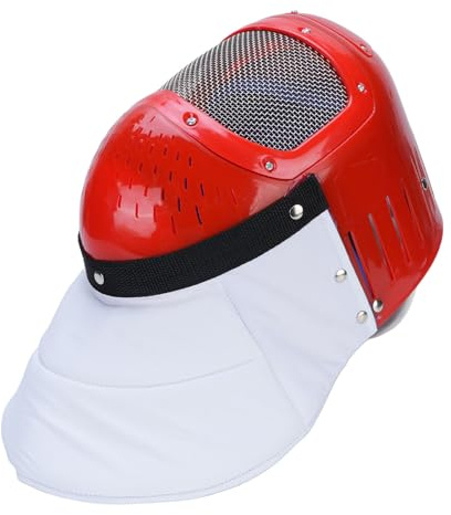 Fafeims Cubierta Facial de Esgrima, Máscara de Esgrima de Malla Metálica para Niños con Forro Antiperforación, Equipo Protector Transpirable para Entrenamiento de Sable de Espada de Aluminio (Rojo)