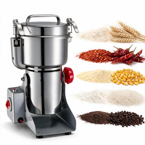 VEVOR Electric Grain Mill Grinder, 1.8 lbs Commercial Spice Grinders, High Speed 2100W Stainless Steel Pulverizer Powder Machine, for Dry Grains, Spices, Cereals, Coffee, Corn & Pepper, Swing Type