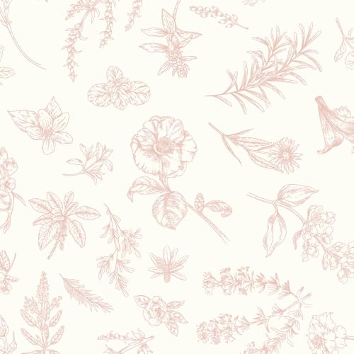 Timeet Peel and Stick Wallpaper Pink Floral 44CM×3M Waterproof Self Adhesive Vinyl Cream Flower Leaf Contact Paper Removable Vinyl Wrap Thicken Sticky Back Plastic Roll Kitchen Wall Cabinet Decor