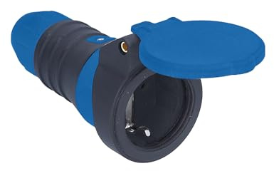 as - Schwabe DuroConn Schutzkontaktkupplung, blau/schwarz | extrem robust, Spannungsanzeige, mit Schnellverschluss, 230V/16A, für Leitungen bis 3 x 2,5 mm², IP54