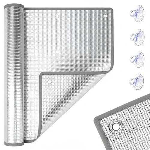Thermofolie Fenster Gegen Hitze, Sonnenschutzfolie Fenster Außen, UV Schutzfolie Fenster Aluminiumfolie, Isolierfolie Kälteschutz Wiederverwendbar Sichtschutz für Wintergarten