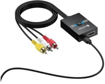 eSynic 1080P@60HZ HDMI to AV RCA Video Converter with 60cm RCA Cable | Support NTSC/PAL Format, HDMI to RCA Adapter for Fire Stick/Apple TV/Chromecast Plug&Play for Old TV(NOT for RCA to HDMI)