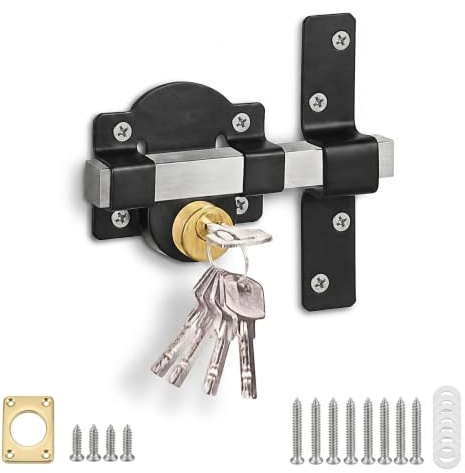 Keypak Both Sides Gate Lock 50mm Long Throw with 5 Keys | Shed Door Lock, Long Throw Bolt, Double-Sided Access, 5 Keys Included