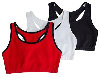 Fruit of the Loom Women's Built Up Tank Style Sports Bra Fashion Colors, Opaque, Red, 36 (Pack of 3)